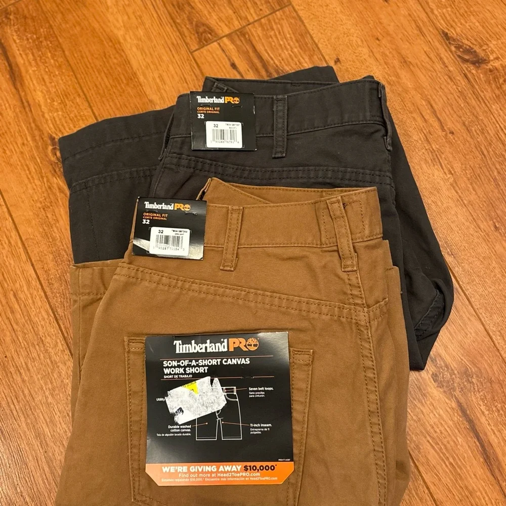 SET of 2 Timberland PRO Men's Cargo Shorts. Both size 32. Gun Metal/ Dark Wheat - Picture 2 of 13